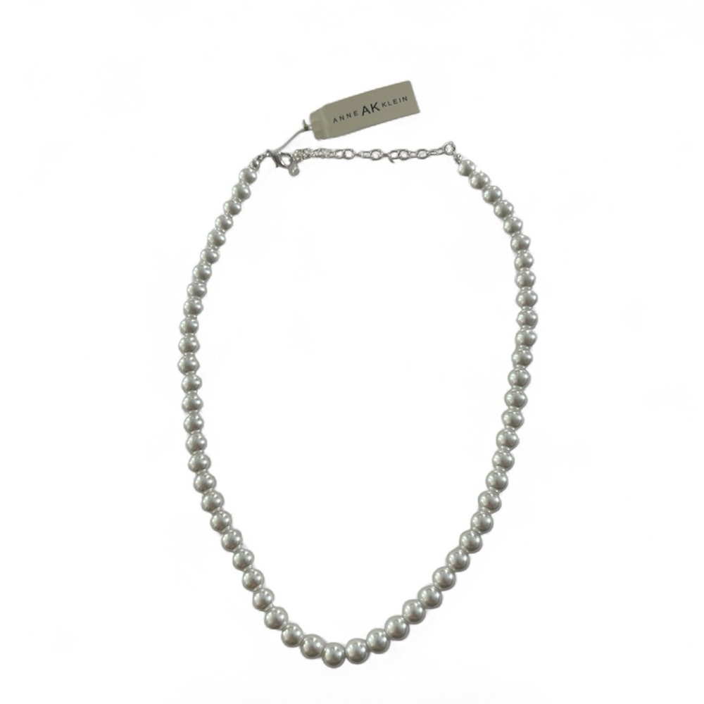 Anne Klein Classic White Bead Pearl Necklace Designer costume jewelry
